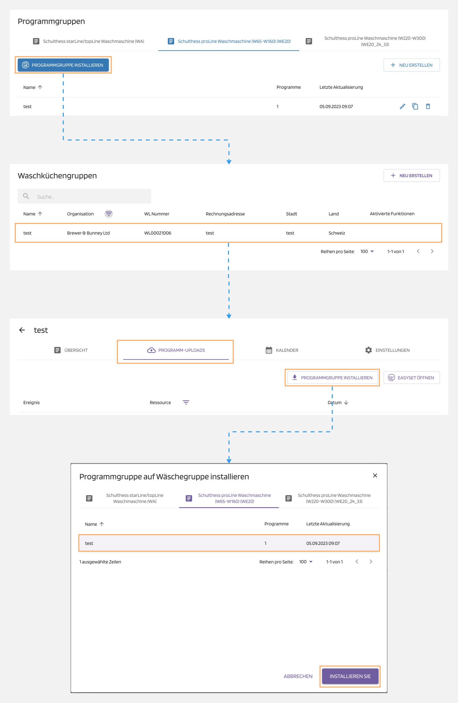Programmgruppe über serviceMaster installieren Programmgruppe über serviceMaster installieren