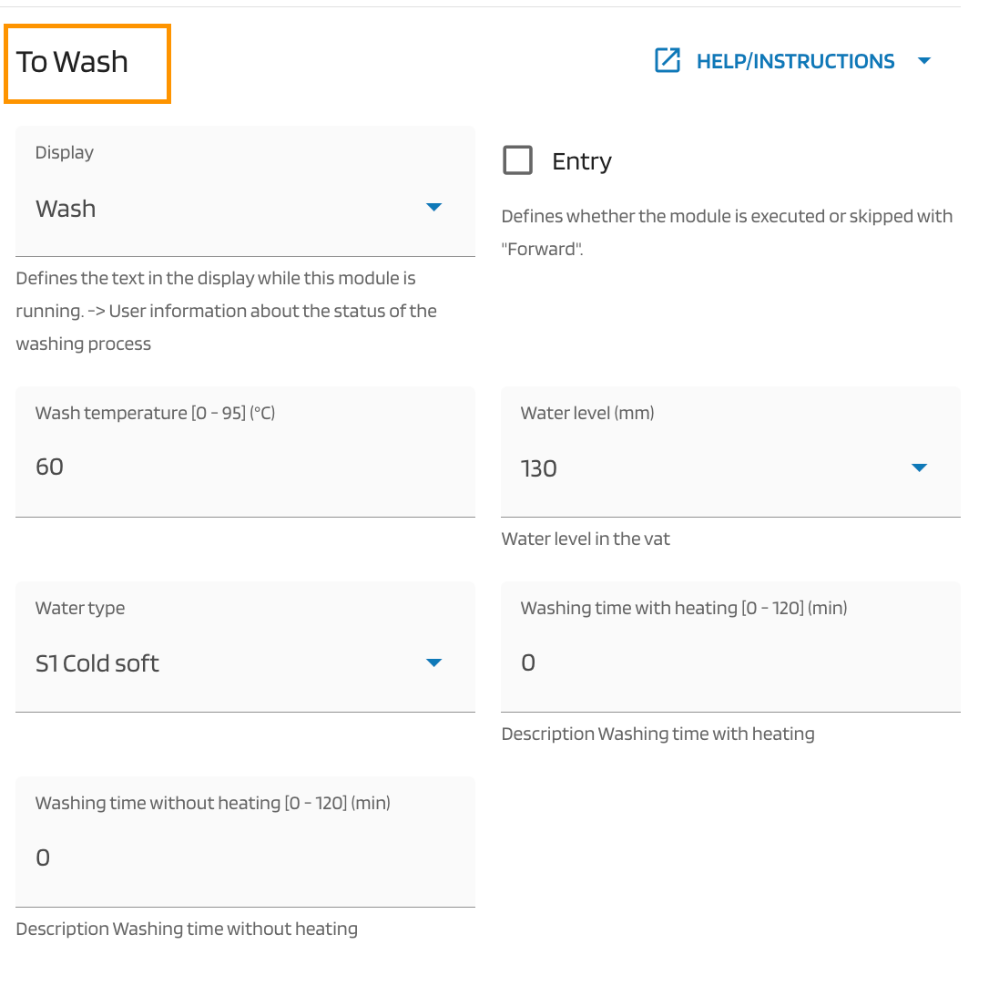 To Wash Module To Wash Module
