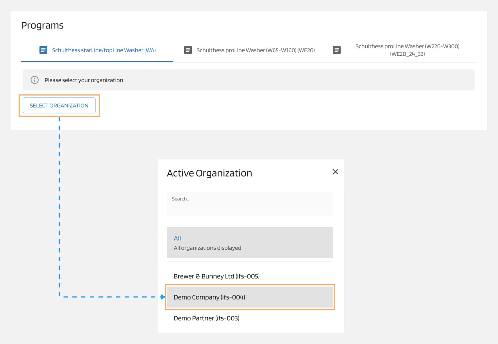 Select Organization Select Organization