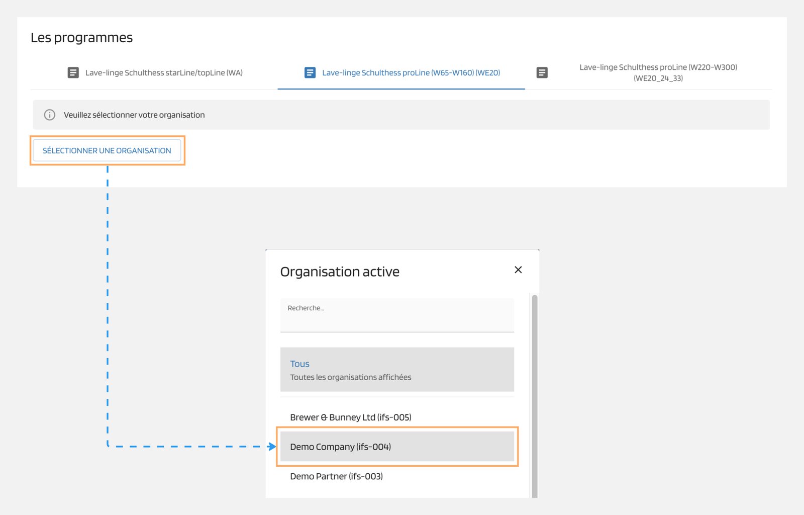 Sélectionner une organisation Sélectionner une organisation
